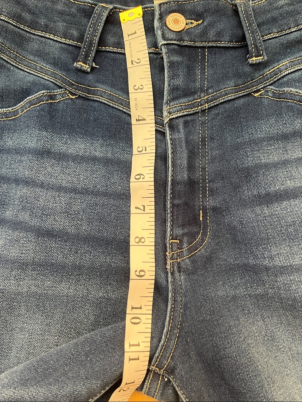 EUC KanCan Dark Indigo High-Rise Flare Jeans with Frayed Hem - Picture 5 of 11